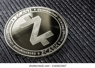 coin cryptocurrency zcash for closeup. ZEC macro.