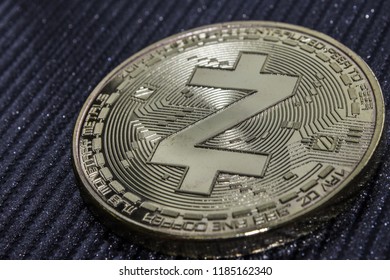 coin cryptocurrency zcash for closeup. ZEC macro.