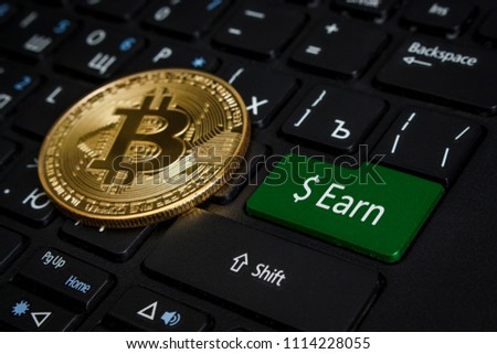 Coin Form Bitcoin On Laptop Earn Stock Photo Edit Now 1114228055 - 