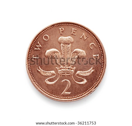Coin isolated on white,Two pence