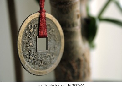 Coin money hanging on a tree