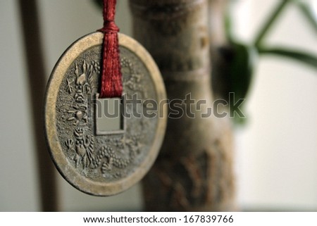 Coin money hanging on a tree