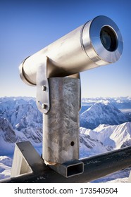 Coin Operated Binoculars At A Observation Point - European Alps