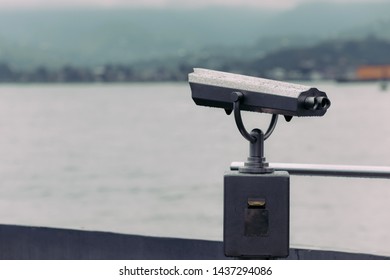 Coin Operated Binoculars With Sea View, Close Up