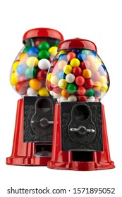 Coin Operated Gumball Machine Isolated On White