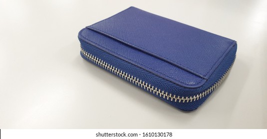 Coin Purse  Blue On The Table