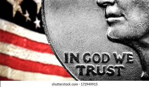 Coin Of Silver American Money With Words In God We Trust