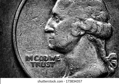 Coin Of Silver American Money With Words In God We Trust