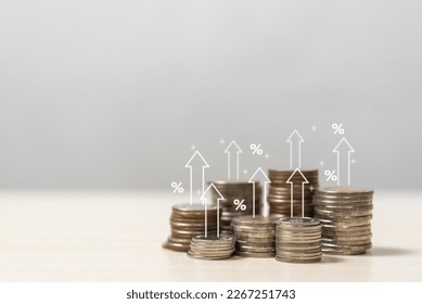 coin stack finance investment economy, Economic growth inflation. saving money.business financial concept. - Shutterstock ID 2267251743