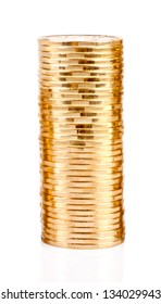 Coin stack isolated on white background.