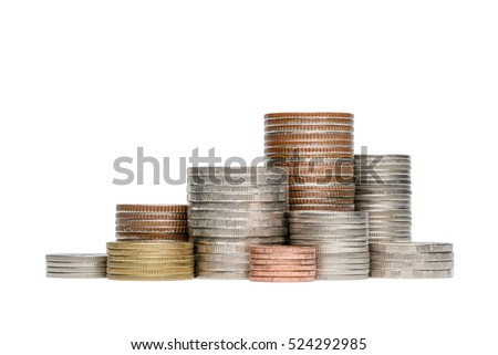 Coin stack isolated on white background