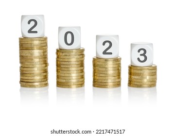  Coin stacks with letter dice - 2023 - Shutterstock ID 2217471517