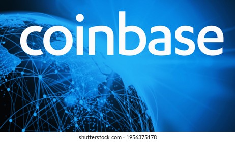 Coinbase cryptocurrency stock market name on abstract digital background. Coinbase logo with Bitcoin cryptocurrency in the United States. Coinbase cryptocurrency exchange. - Shutterstock ID 1956375178