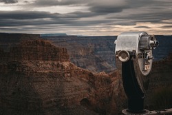 Coin-operated Binoculars Against Mountains At The Grand Canyon