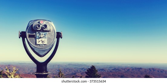 Coin-operated binoculars looking out over the Blue Ridge Mountains, NC