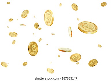 Coins Of 10 Rubles To Hover In The Air.