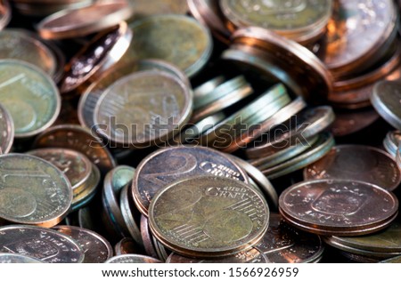 Coins background. euro coins. cent coins. euro cents