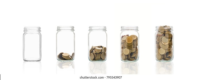 Coins In A Bottle, Represents The Financial Growth. The More Money You Save, The More You Will Get.