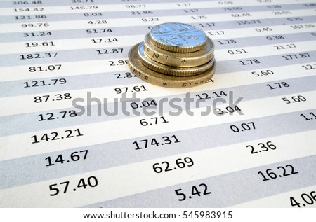 Coins on top of spreadsheet