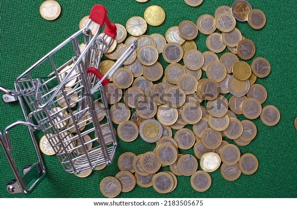 coins in the shop\
trolley