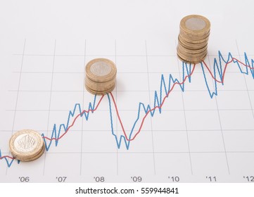 coins stack on graphic