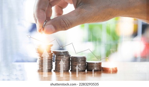 Coins are stacked in layers. from small to large money growth concept, business profit - Shutterstock ID 2283293535