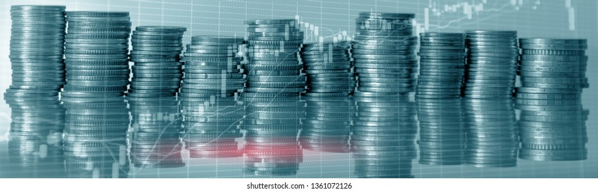 Coins Stock Charts. Stock Market Trading Graph And Candlestick Chart. Financial Investment Concept. Website Header Banner