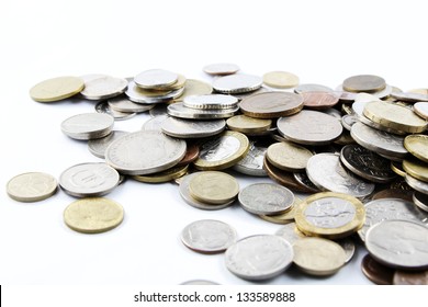 Coins From Various Countries Spread Out