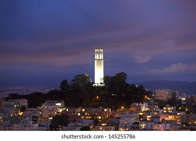 Coit Tower centered dusk