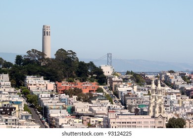 Coit Tower viewed from Lombard Street in San Francisco, California - Shutterstock ID 93124225