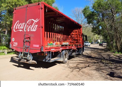 Coke Truck Delivering Drinks At A City Near The Beach Carilo Argentina 16th Of September Of 2017