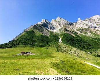 Col de Aravis, france: mountain landscape in the french alps