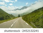 Col du Tourmalet steep road, highest mountain pass in Pyrennes, famous Tour de France climb