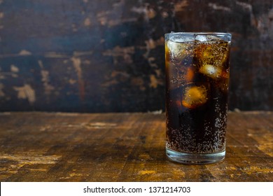 Cola Drink, Black Soft Drinks In A Glass On The Table