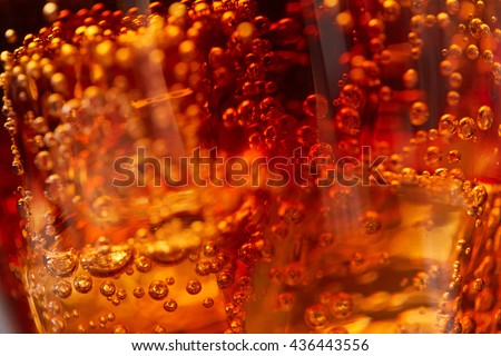 cola with ice closeup
