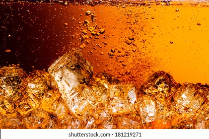 Cola With Ice. Food Background