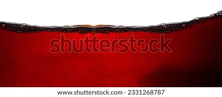 Cola texture isolated white background,Macro cola background on white background,Macro cola background on white background, side view background of refreshing cola soda with air bubbles isolated on wh