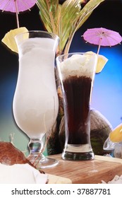 Colada And Frozen Coffee Cocktails At The Beach