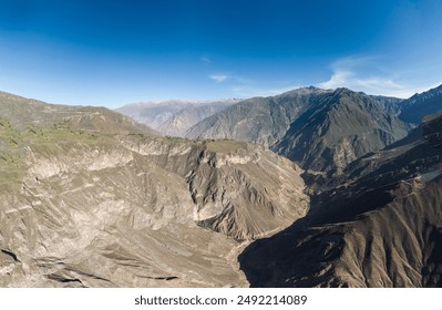 Colca Canyon, Peru: Aerial panorama of the famous Colca Canyon near Cabanaconde in the Andes mountains in Peru in South America in the Arequipa region. - Powered by Shutterstock