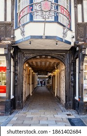 COLCHESTER, ESSEX, UK - 08.11.2018:  The Red Lion Hotel, A 15th Century Coaching Inn