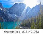 Colchuck Lake, Dragontail Peak, Colchuck Peak, and Asgaard Pass in The Enchantments - Alpine Lakes Wilderness, Washington, Pacific Northwest, USA