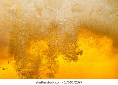 Cold Beer With Ice Bubble Froth Foam Motion Pouring Alcohol Soda In Glass Texture Background Happy Celebration Party Holiday New Year Concept Object Design
