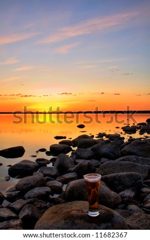 Similar – Image, Stock Photo sundowner Twilight pint