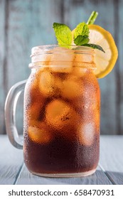 Cold Brew Coffee Or Black Tea In A Mason Jar