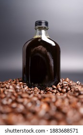 Cold Brew Coffee Bottle Mockup On Coffee Beans