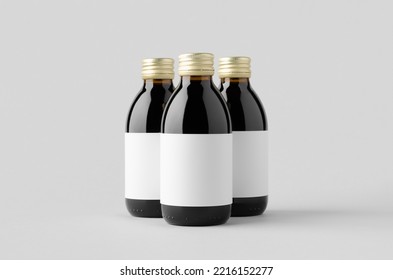 Cold Brew Coffee Glass Bottle Mockup With Blank Label.