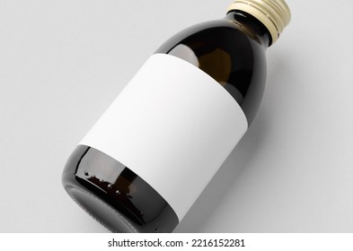 Cold Brew Coffee Glass Bottle Mockup With Blank Label. Closeup.