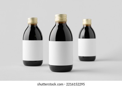 Cold Brew Coffee Glass Bottle Mockup With Blank Label.