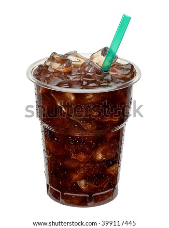 Cold brew coffee in takeaway cup isolated on white background. Clipping path included 