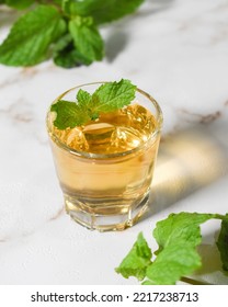 Cold Brew Tea With Mint As A Garnish